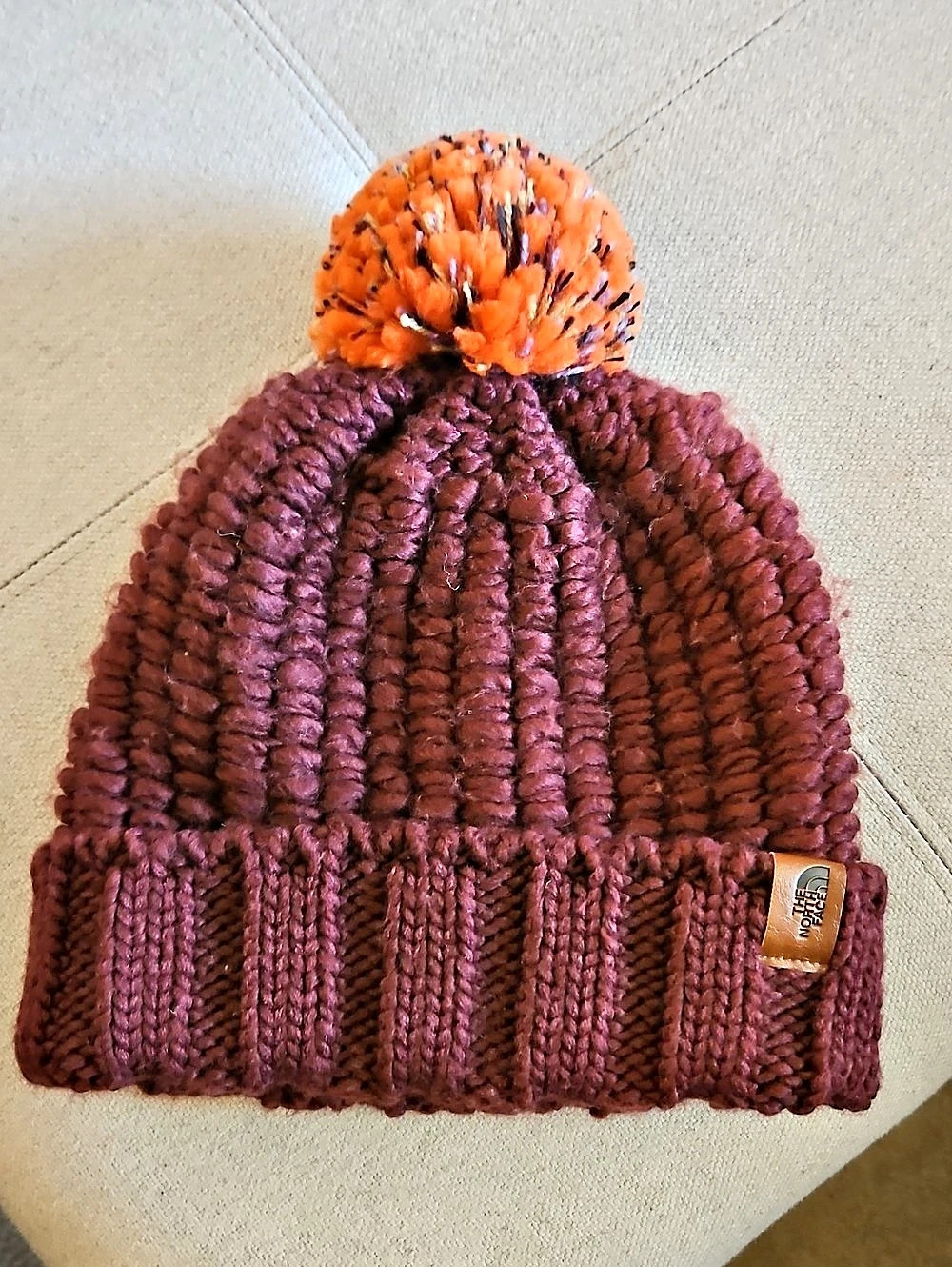 The North Face Cozy Chunky Cabin Beanie Purple & Orange